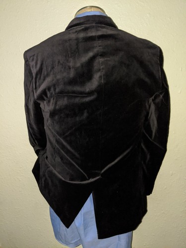 Nordstom Black Velvet Velour Smoking Dinner Satin Ticket M Tux Blazer Jacket - Picture 5 of 9