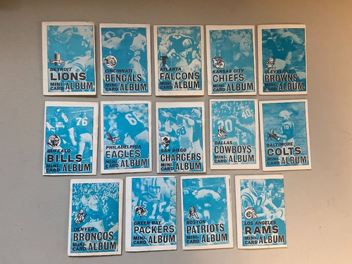 Lotto (14) Album Mini Card 1969 Topps NFL con adesivi tutti diversi - Foto 1 di 3