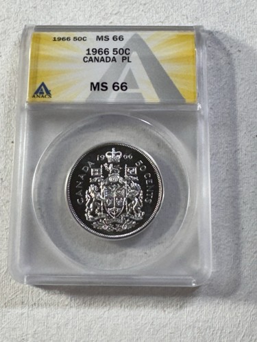 1966 Canada 50 Cents Proof Like Coin Graded MS 66 by ANACS - Picture 4 of 8