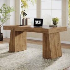 140cm Modern Executive Desk with Double Trapezoid Base, Heavy-Duty Computer Desk — image 5