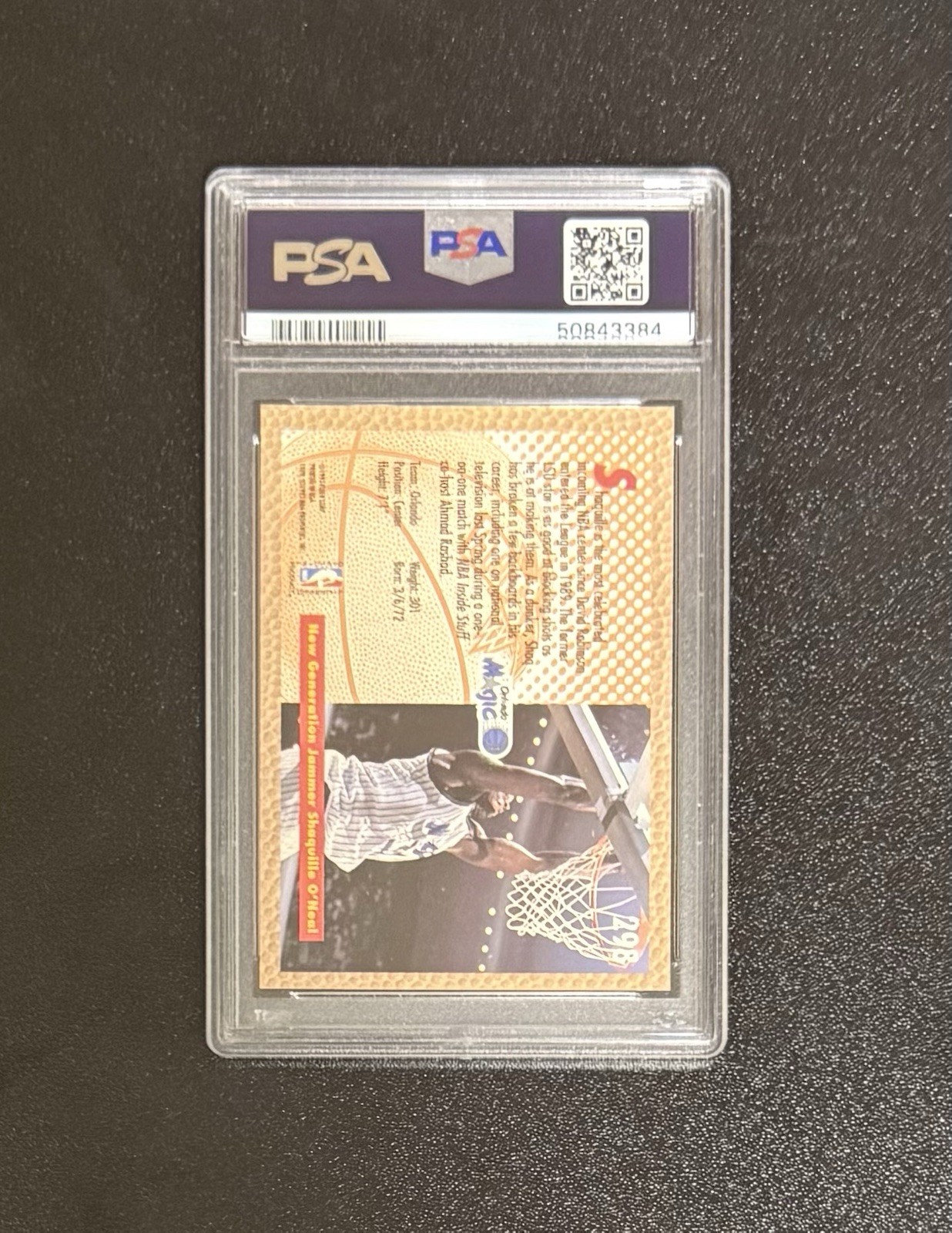 1992-93 Fleer Shaquille O'Neal #298 RC Rookie PSA 8 NM-MT view 2