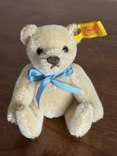 VTG Steiff Cream Colored Mohair Jointed 5 Bear 0203/14 Blue Ribbon