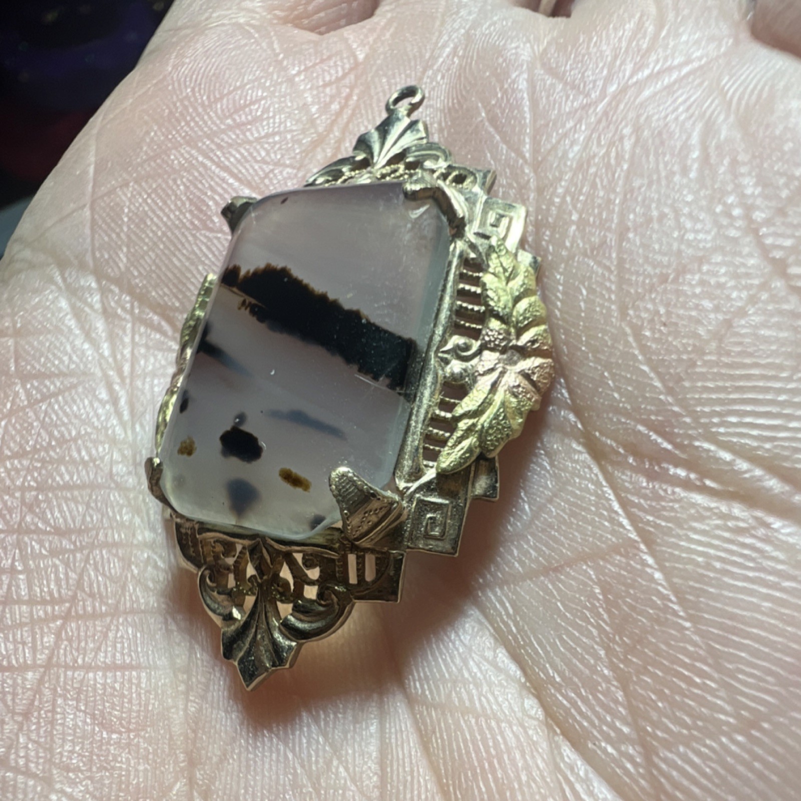 Multicolor Moss Agate Cabochon Statement Rectangu… - image 2