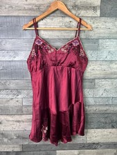 Free People Morning Kiss Slip Dress Size Small Burgundy Embroidered Satin Sexy
