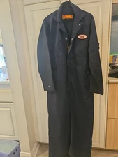 Vintage Blue Work Overalls Zipper Button Mechanic Coveralls 42RG  "GARY"
