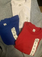 Pro Club Youth Short Sleeve Crew Neck Red White Blue Set Of 3 Sz L New
