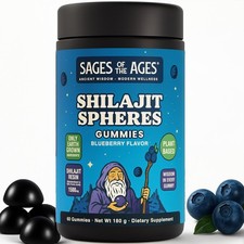 Himalayan Shilajit Gummies 1500mg per Serving Plant-Based Sugar-Free 60 Gummies