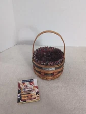 Longaberger Inaugural basket W/Stationary Handle Metal Tag Liner & Protector