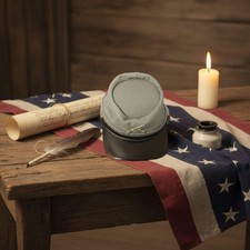 Civil War Reproduction Kepi Cap - Gray Wool Fatigue Hat - Primitive Historical D