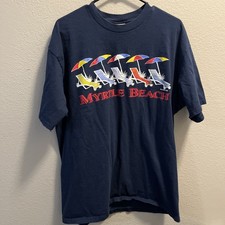 Myrtle Beach Navy Blue T-Shirt Vintage Size XL Made In USA