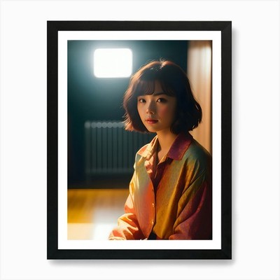 Girl In A Colorful Shirt - Reimagined Gerahmtes Wandbild Poster Leinwanddruck Bild