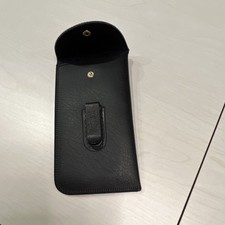 Black Faux Leather Soft Eyeglass Case Clip Snap Closure for Glasses Sunglasses