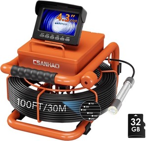 Sewer Pipe Inspection Camera DVR Sewer Pipeline Endoscope 4.3 inch Monitor 30M