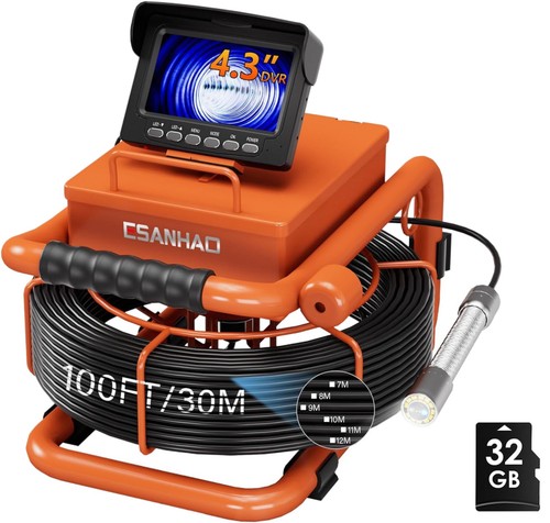 Sewer Pipe Inspection Camera DVR Sewer Pipeline Endoscope 4.3 inch Monitor 30M