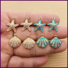 10pcs Starfish Shell Charm for Jewelry Making Enamel Earring Pendant Necklace