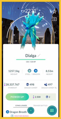   Shiny Dialga  Diamon Background  Roof  of Time   Pokemon Trade Go  