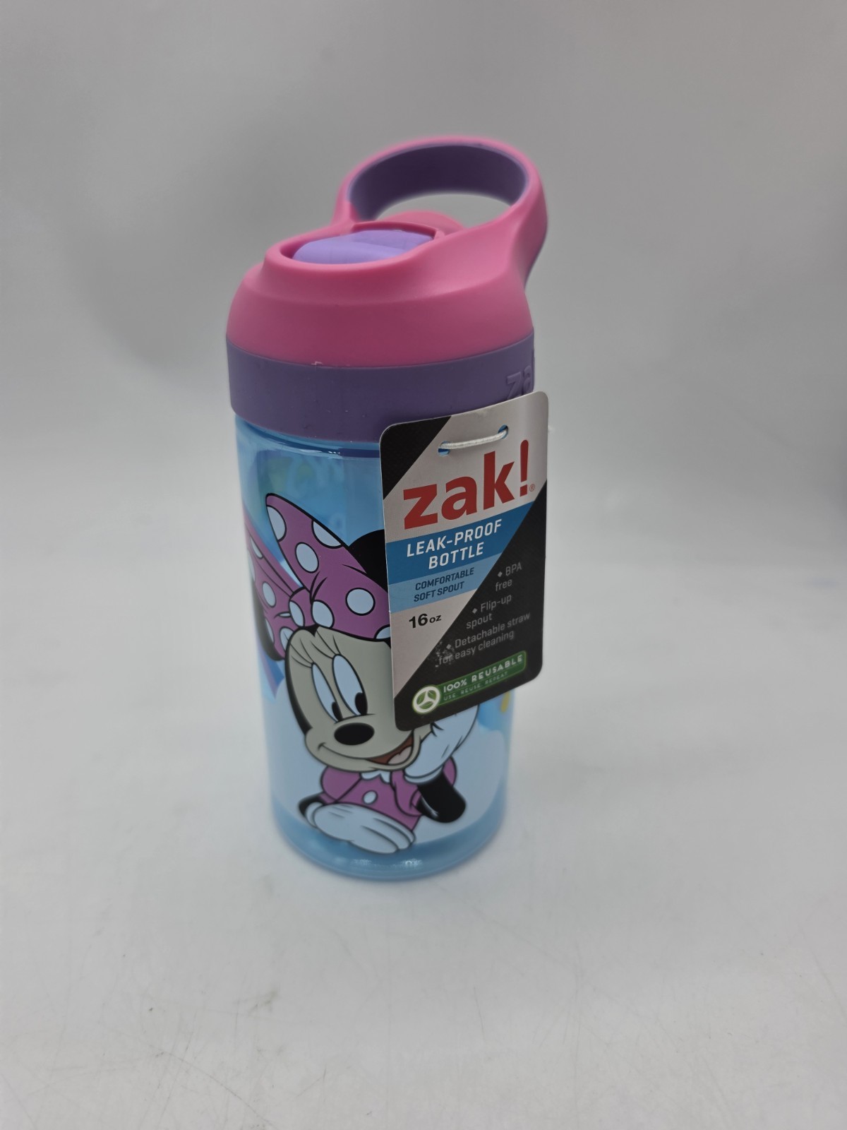 Minnie Minnie Mouse 16oz Leakproof Bottle Zak! Brand New Pin