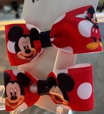 Girls Red White Black Hair Bow Mickey Minnie Mouse Polka Dot Cartoon One Size