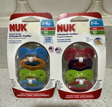 New NUK 4 Pacifiers 0-6 Months LATEX Orthodontic BPA Free Blue/Green/Pink