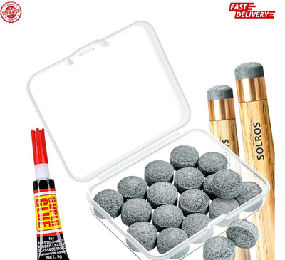Billiard Pool Cue Tips Pool Cue Stick Tip Replacement Repair Kit w/ Storage Box