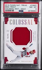 2019 NATIONAL TREASURES CLSL MATERIALS GOLD #CMMT MIKE TROUT PSA 8