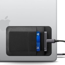 Afterplug 2-Pocket Adhesive Hard Drive Holder for Laptop, Small, Black