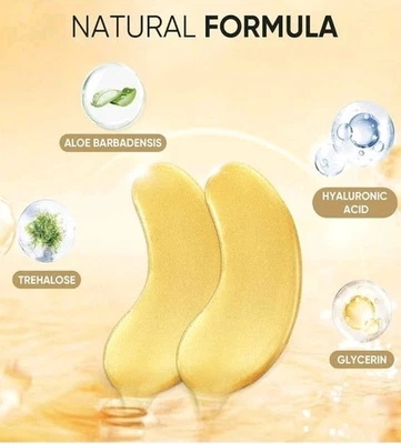 TOPTEK 20 Pcs Under Eye Gel Pad Crystal Collagen 24k Gold Face Mask Anti Aging Wrinkle