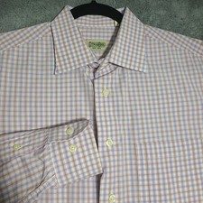 Vintage Gitman Bros Dress Shirt Mens Large Red Blue Plaid Button Up Made in USA