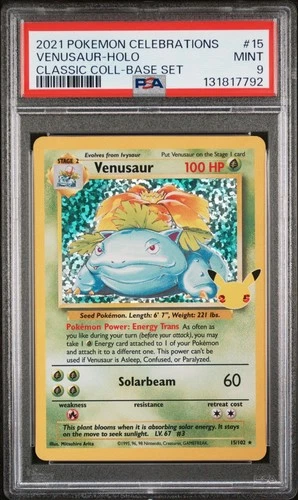 Pokémon PSA 9 MINT Celebrations Venusaur 15/102 Classic Collection Holo Rare