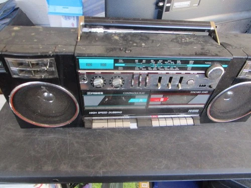 FISHER VINTAGE BOOMBOX W/DUAL CASSETTE PLAYER + POWER CORD  RARE!!!