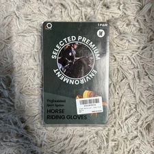 New Size Medium Black Finger Ten Horseback Riding Equestrian Gloves