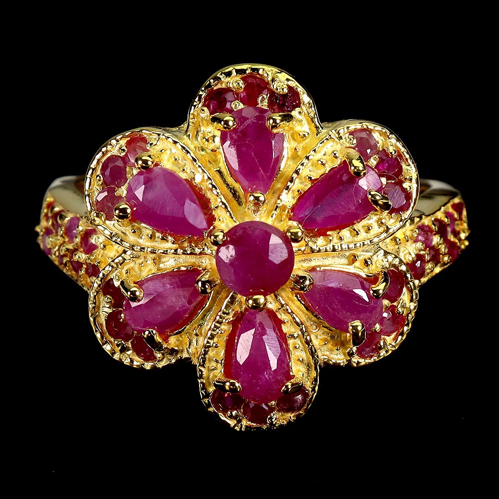 925 Sterling Silver Ring Pear Ruby 5x3mm Natural Gemstone Jewelry Size 7