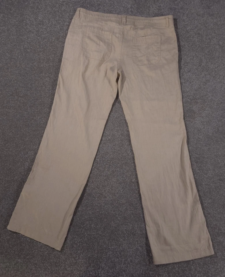 New Look Linen Blend Trousers Women's Size 14 Beige Lightweight Summer Holiday - Image 2 of 4