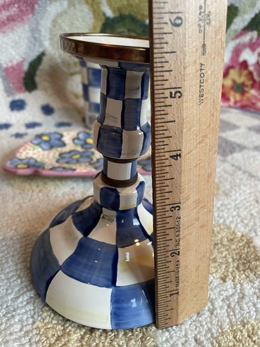 MacKenzie-Childs Royal Check Enamel Candlestick Small - Picture 14 of 15