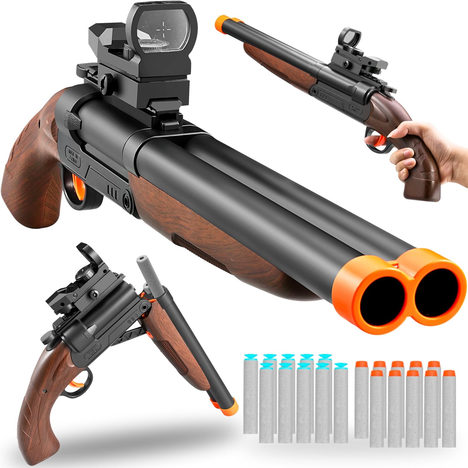 Double Barrel Shotgun with Soft Bullets - Realistic Foam Blaster for , Sniper...