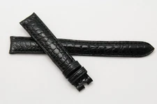 OEM Piaget 14/12mm Black Crocodile Leather Watch Strap Curved End No Buckle