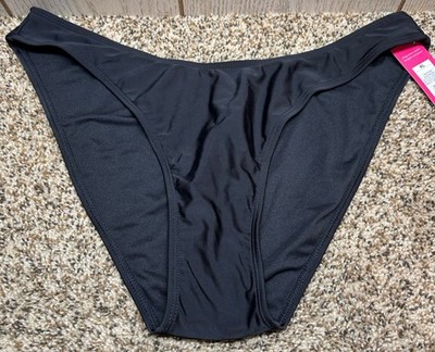 Xhilaration Black High Leg Scoop Waist Bikini Bottoms. Size: XL.