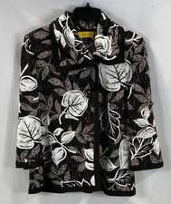 St John Womens Brown Floral Knit Jacket Size 8