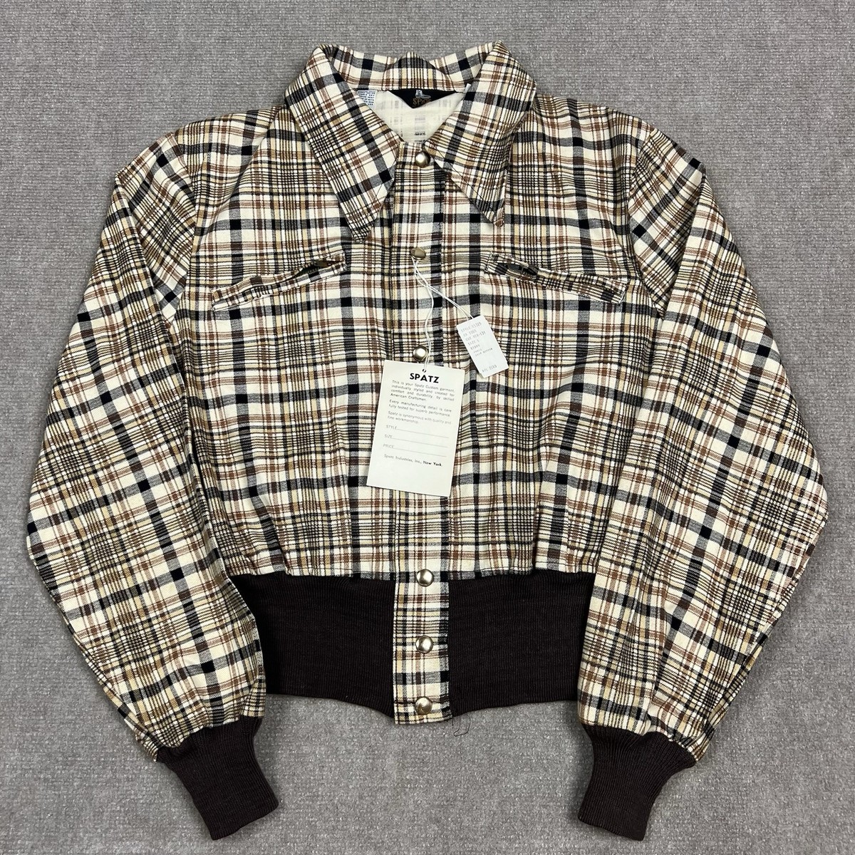 Vintage 60s 70s Spatz Plaid Cotton Bomber Disco Jacket Womens