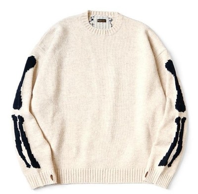 KAPITAL 5G wool bone crew sweater Skeleton ecru new | eBay