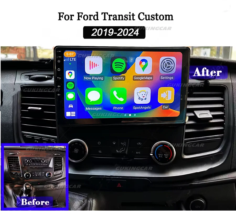 10.1" Carplay Android 14 For 2020-2024 Ford Transit 250 350 Radio GPS FM Foto 3 de 4
