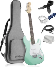 Ashthorpe 39" Electric Guitar Kit Mint Green Full Size w/ Bag Strap Picks Set