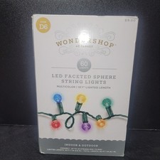 Wondershop 60 Light LED Faceted Sphere String Lights In/Outdoor W/ Grn Wire