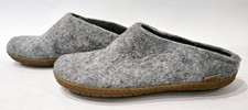 Glerups Wool Slippers with Rubber Sole, Men's Size EU 46 / US 12