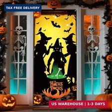 Halloween Door Cover, 79  35inch Witch Night Halloween Door Decorations Hocus P