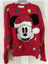 DISNEY SANTA HAT MICKEY MOUSE CHRISTMAS HOLIDAY SWEATER RED ADULT LARGE