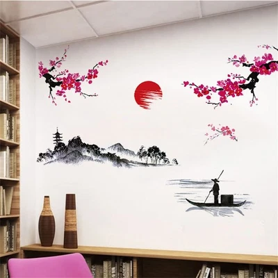 Pour Maison Chambre Décoration Maison Stickers Muraux PVC Style Chinois Romanti - Photo 1/4