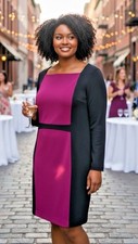 Narciso Rodriquez womens NEW! Colorblock magenta knee length dress XL
