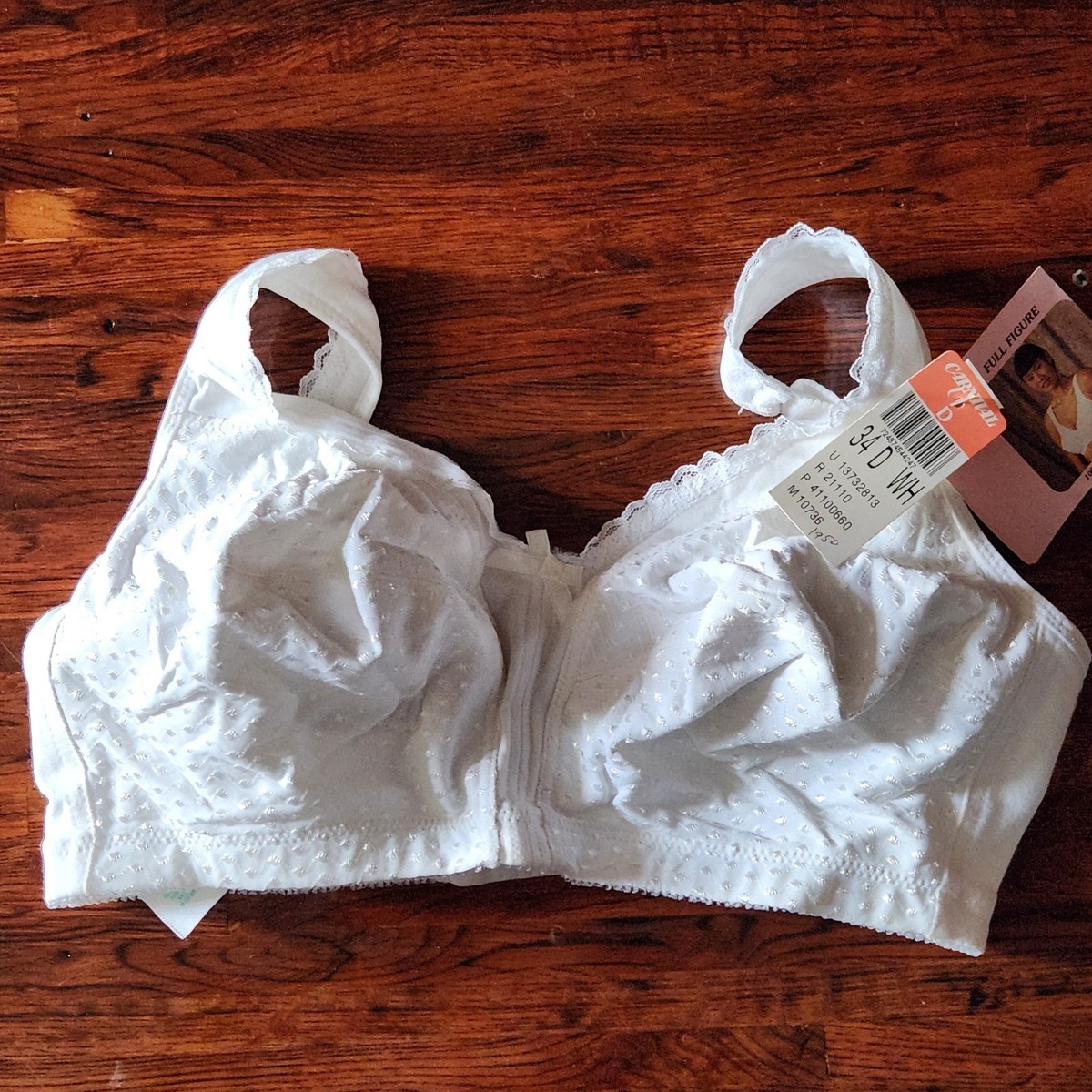 Vintage Carnival White Soft Cup Bra Lustrous Textured 34D