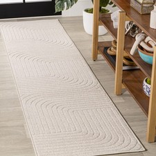 Runner Rug 2x8 High Low Angle Ivory Cream Indoor Outdoor JONATHAN Y SCN101A-28